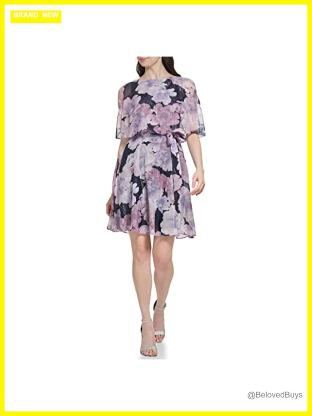 Sleeveless Caped Tie Waist Chiffon A-line Mini Dress